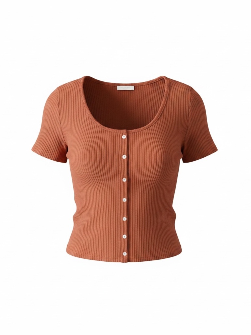 Levi's Rust Ribbed Short-Sleeve Button-Front Top